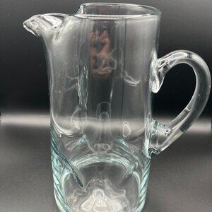 Vintage 1970s Blenko Inspired Glass Pinched Pitcher with Applied Handle